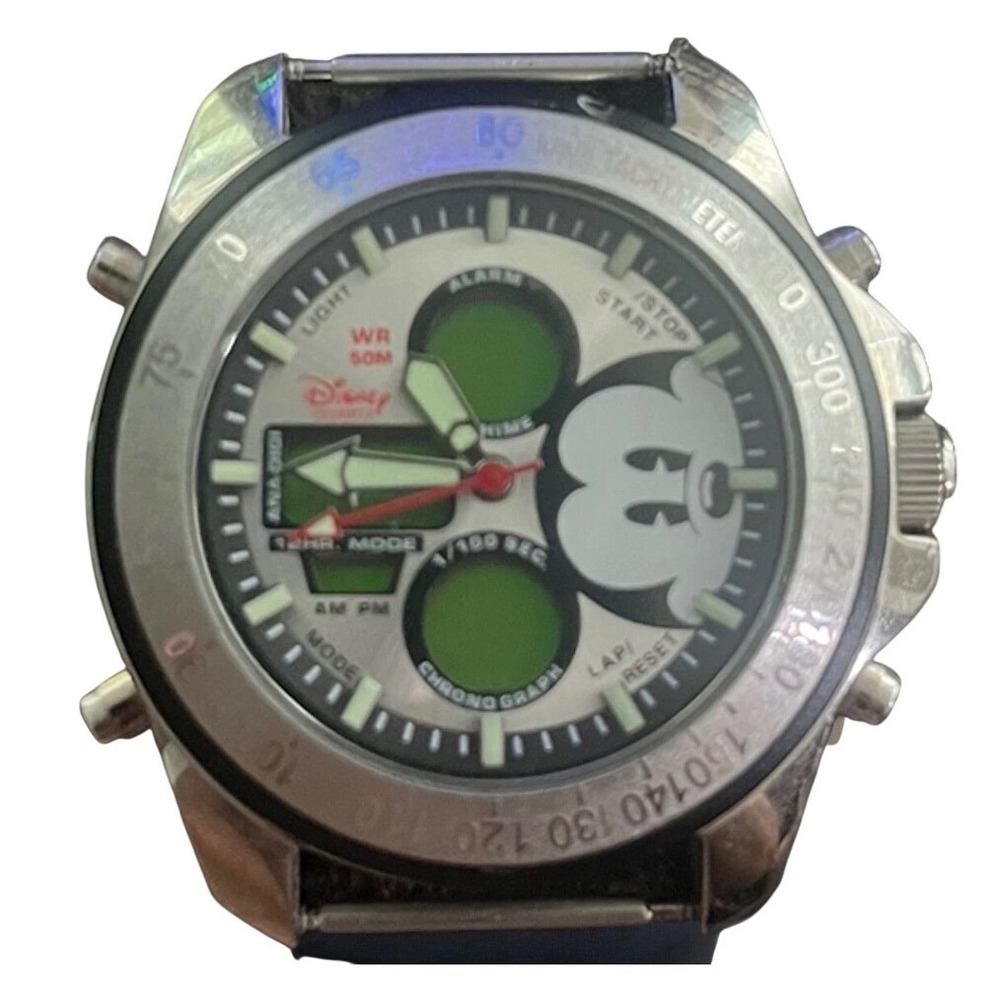 Disney Time Works‎ Mickey Mouse Ana-Digi Chronograph Watch Head Only 5ATM Japam